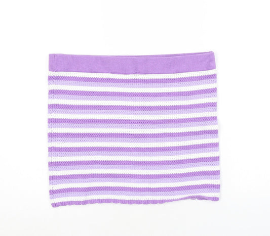 Divided by H&M Womens Purple Striped Cotton Bandage Skirt Size M