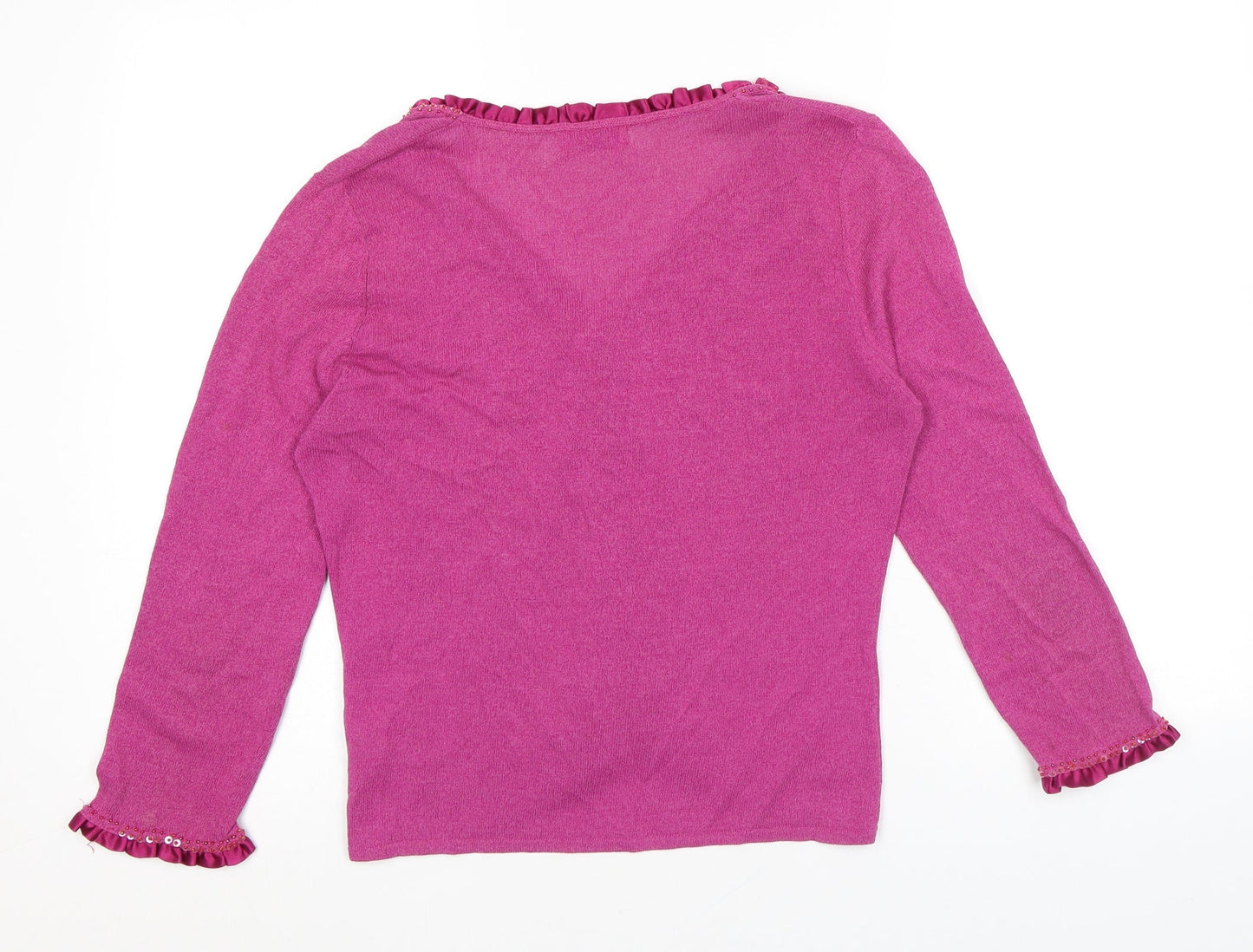 TS Design Womens Pink V-Neck Cotton Cardigan Jumper Size 12