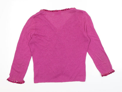 TS Design Womens Pink V-Neck Cotton Cardigan Jumper Size 12