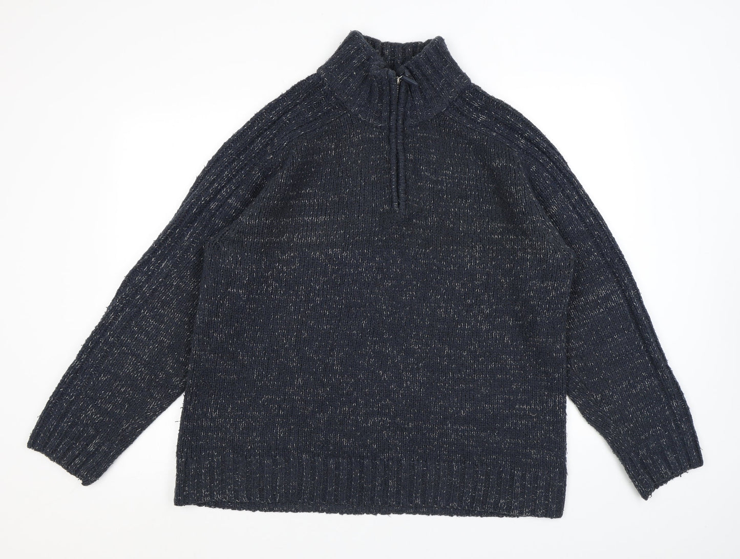 Stonebay Mens Blue Acrylic Henley Sweatshirt Size L