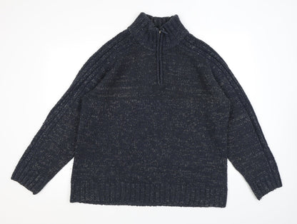 Stonebay Mens Blue Acrylic Henley Sweatshirt Size L