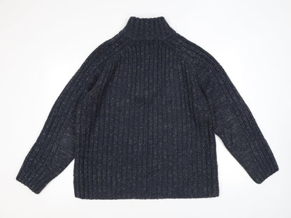 Stonebay Mens Blue Acrylic Henley Sweatshirt Size L
