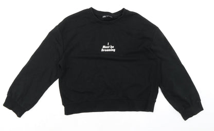 Zara Womens Black Cotton Pullover Sweatshirt Size S Pullover - I must be dreaming