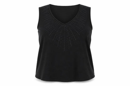 Essence Womens Black Polyester Basic Tank Size 26 V-Neck