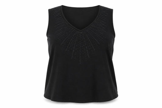Essence Womens Black Polyester Basic Tank Size 26 V-Neck