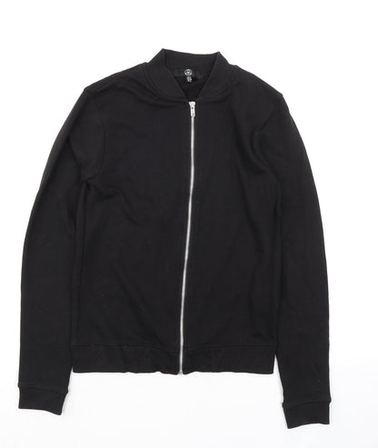 Additional front view of Missguided women’s black polyester full zip sweatshirt, size UK 6, zip