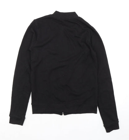 Back view of Missguided women’s black polyester full zip sweatshirt, size UK 6, zip