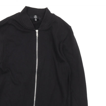 Close-up detail of Missguided women’s black polyester full zip sweatshirt, size UK 6, zip