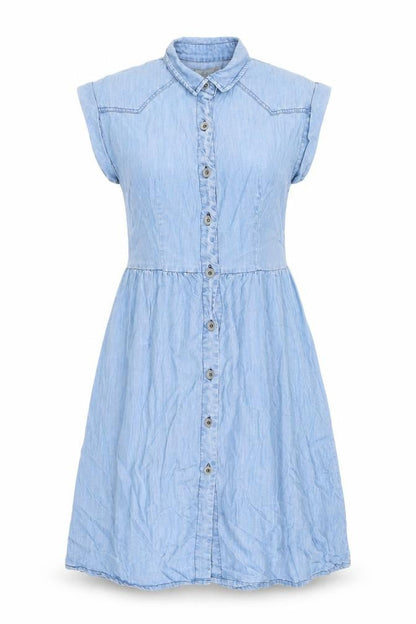 Komodo Womens Blue Lyocell A-Line Size S Collared Button