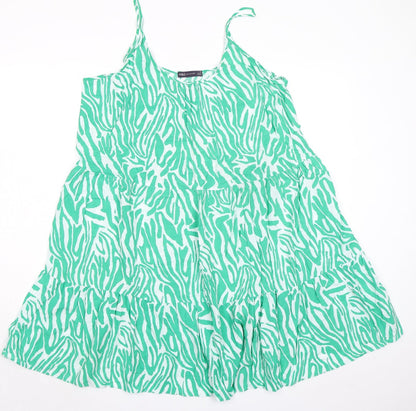 Marks and Spencer Womens Green Geometric Viscose Trapeze & Swing Size 18 Round Neck Pullover