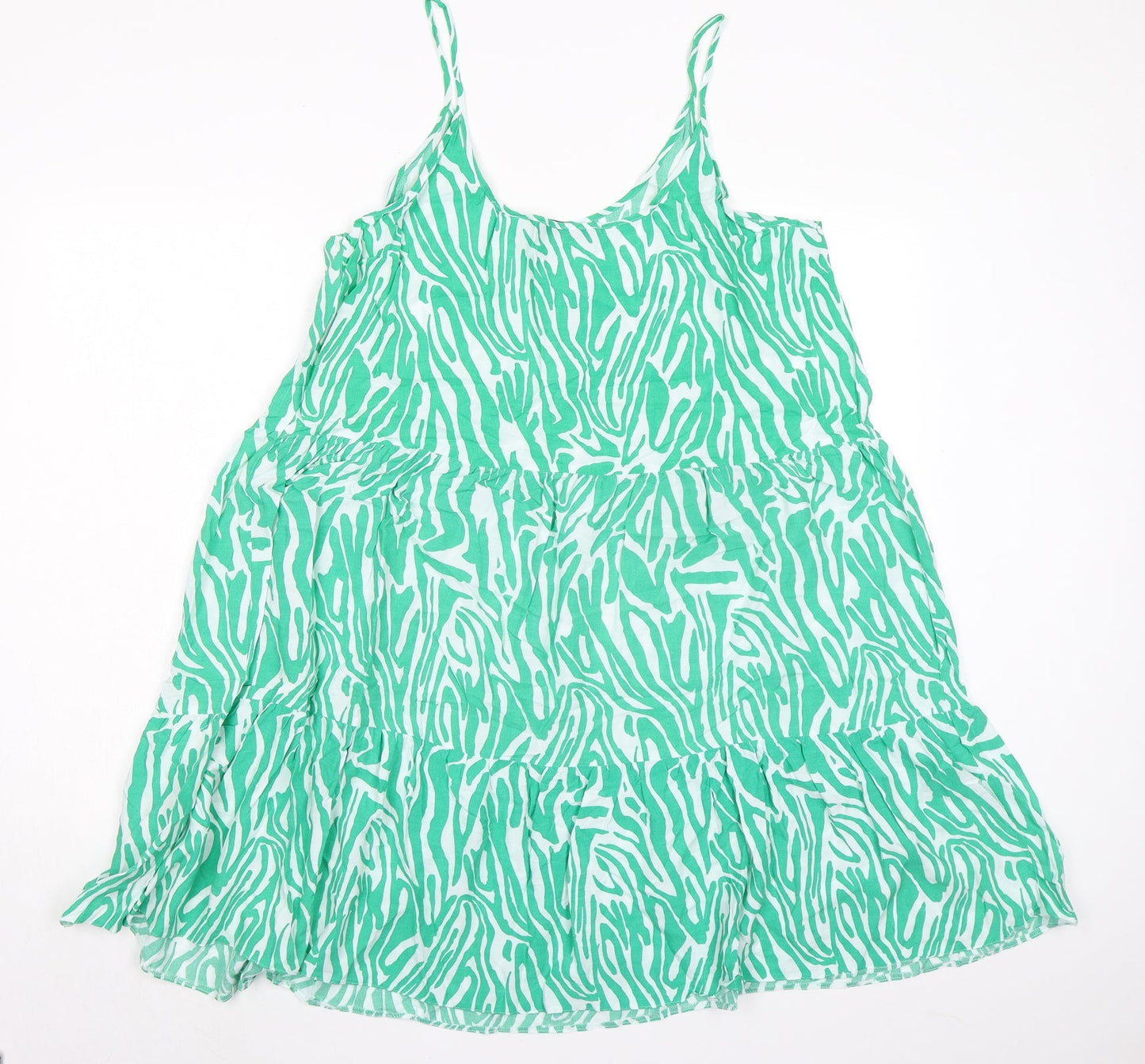 Marks and Spencer Womens Green Geometric Viscose Trapeze & Swing Size 18 Round Neck Pullover