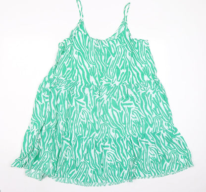 Marks and Spencer Womens Green Geometric Viscose Trapeze & Swing Size 18 Round Neck Pullover