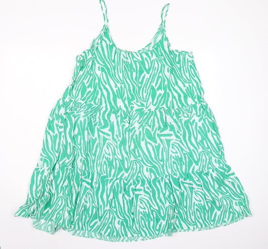 Marks and Spencer Womens Green Geometric Viscose Trapeze & Swing Size 18 Round Neck Pullover