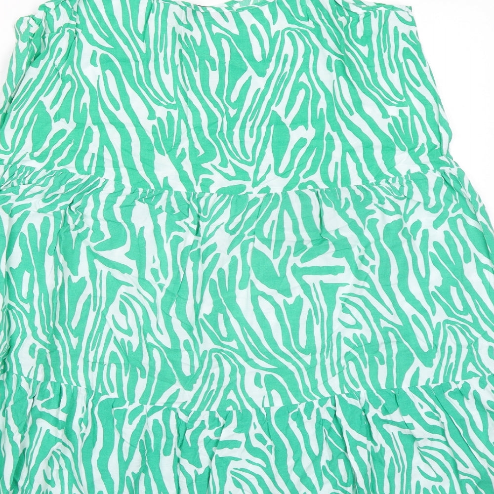 Marks and Spencer Womens Green Geometric Viscose Trapeze & Swing Size 18 Round Neck Pullover
