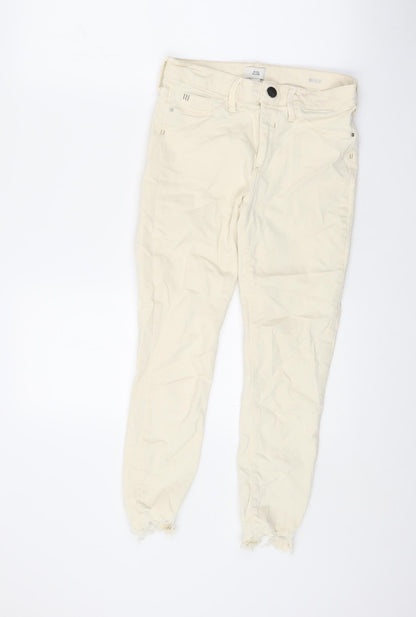 River Island Womens Ivory Cotton Skinny Jeans Size 8 L22.5 in Regular Zip