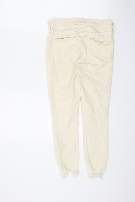 River Island Womens Ivory Cotton Skinny Jeans Size 8 L22.5 in Regular Zip