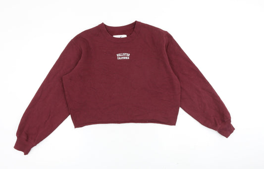Hollister Womens Red Cotton Pullover Sweatshirt Size XS Pullover - Cropped Raw Hem