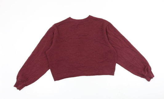 Hollister Womens Red Cotton Pullover Sweatshirt Size XS Pullover - Cropped Raw Hem