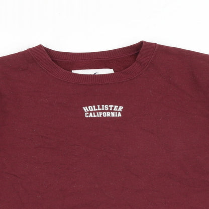 Hollister Womens Red Cotton Pullover Sweatshirt Size XS Pullover - Cropped Raw Hem