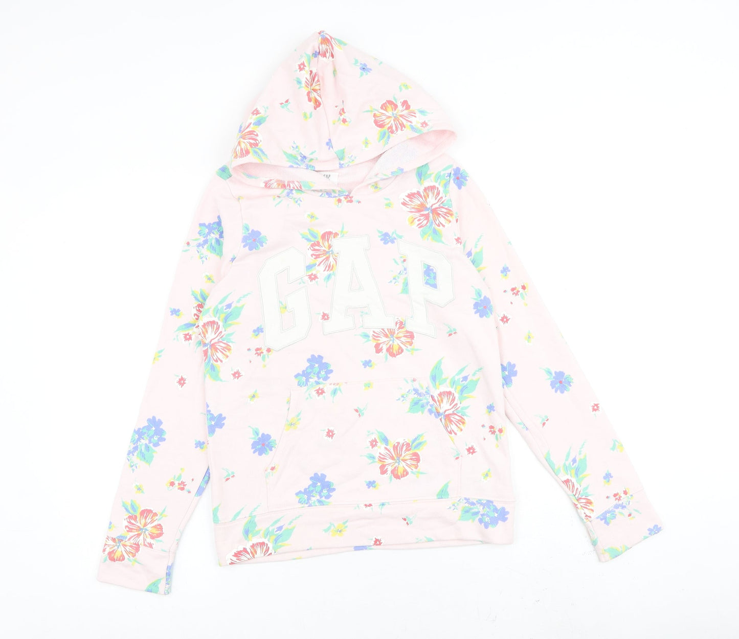 Gap Girls Pink Floral Cotton Pullover Hoodie Size 14-15 Years Pullover