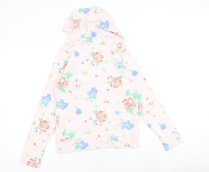 Gap Girls Pink Floral Cotton Pullover Hoodie Size 14-15 Years Pullover