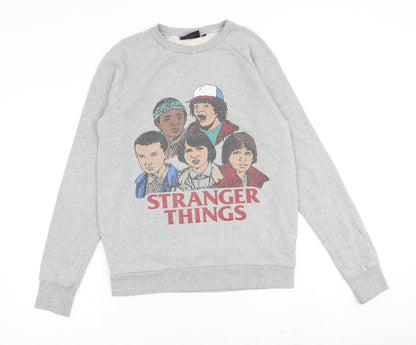 Mens UK Size XS Stranger Things Grey Pullover Sweatshirt