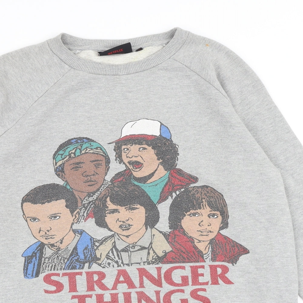 Mens UK Size XS Stranger Things Grey Pullover Sweatshirt
