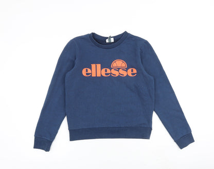 Additional front view of Ellesse boys’ blue cotton pullover sweatshirt, size L, pullover