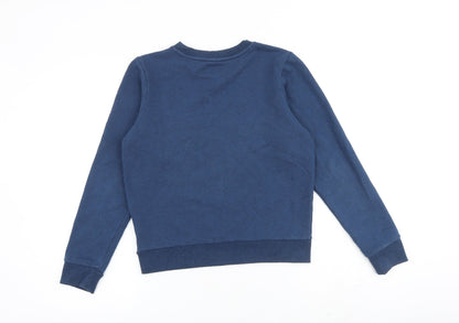 Back view of Ellesse boys’ blue cotton pullover sweatshirt, size L, pullover
