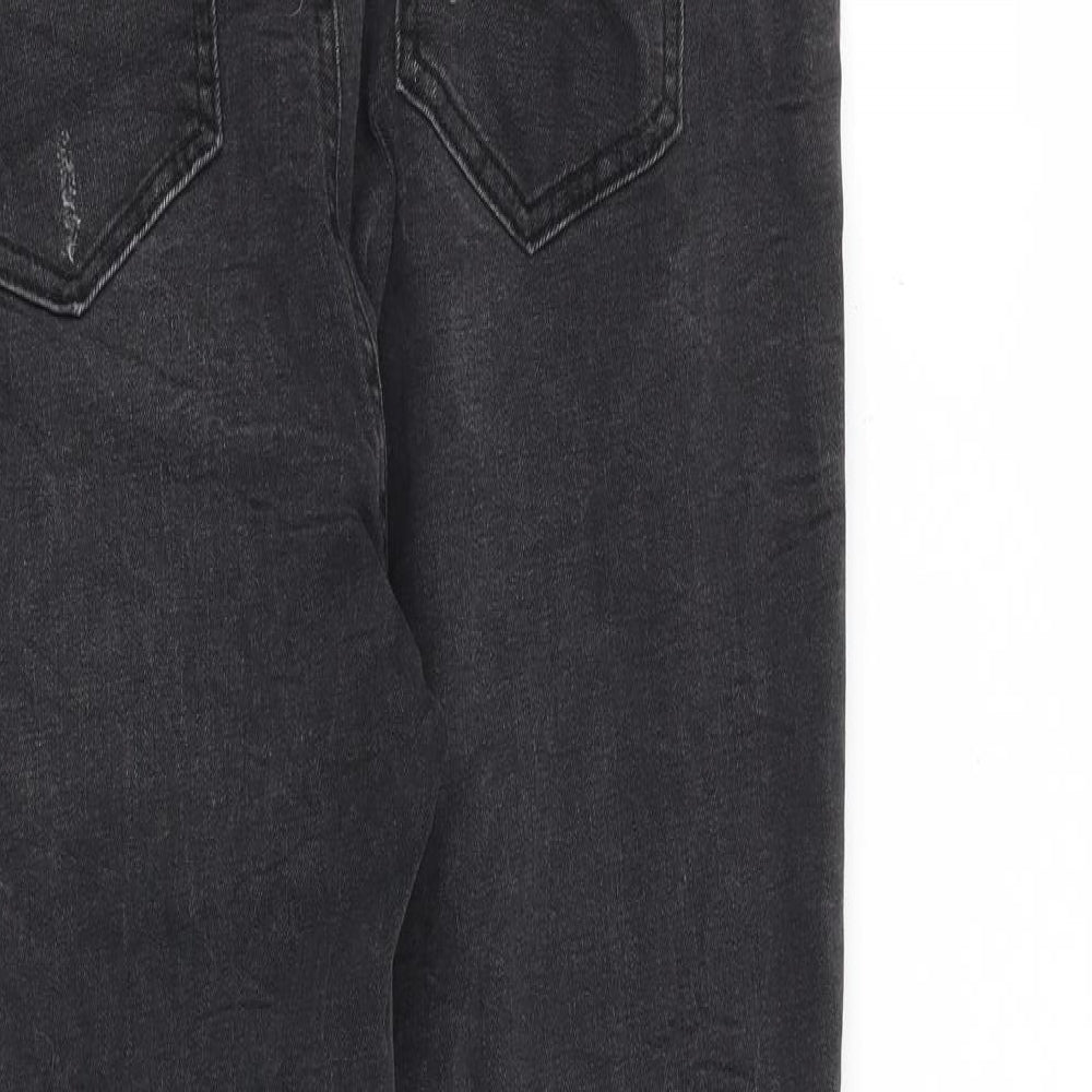 Denim & Co. Womens Grey Cotton Straight Jeans Size 14 L27 in Regular Zip