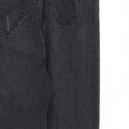 Denim & Co. Womens Grey Cotton Straight Jeans Size 14 L27 in Regular Zip