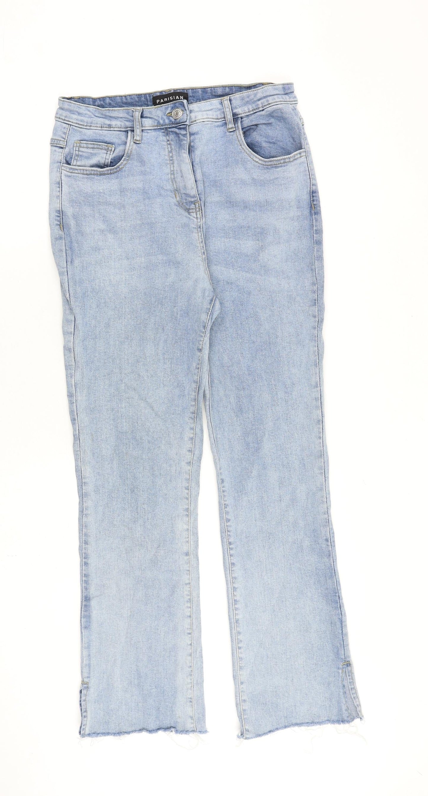 PARISIAN SIGNATURE Womens Blue Cotton Bootcut Jeans Size 12 L28 in Regular Zip