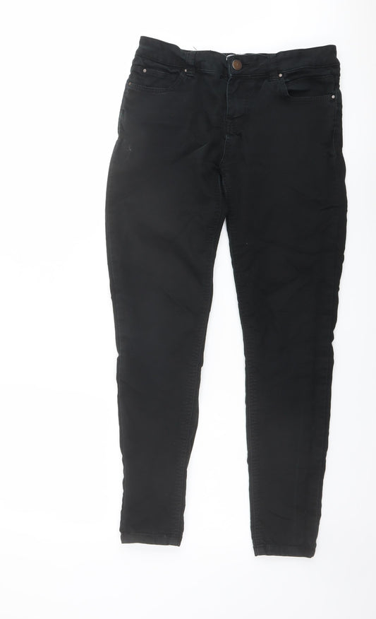 New Look Womens Black Cotton Skinny Jeans Size 10 L27 in Regular Zip