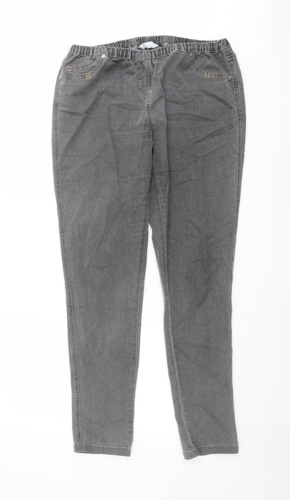 Red Herring Womens Grey Cotton Jegging Jeans Size 14 L29 in Regular