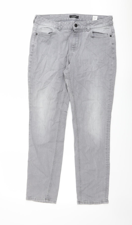 Autograph Womens Grey Cotton Skinny Jeans Size 14 L29 in Regular Zip