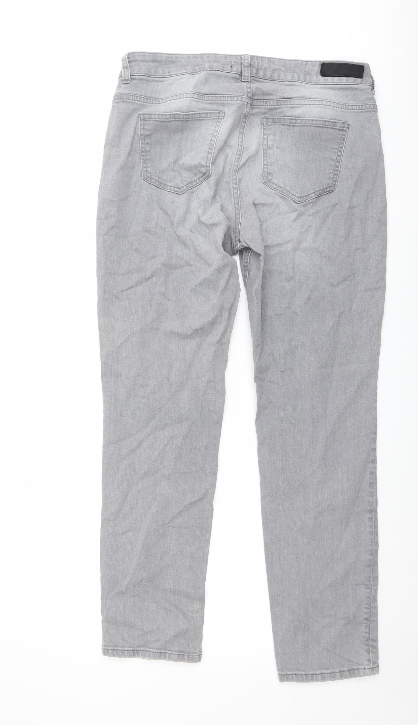 Autograph Womens Grey Cotton Skinny Jeans Size 14 L29 in Regular Zip