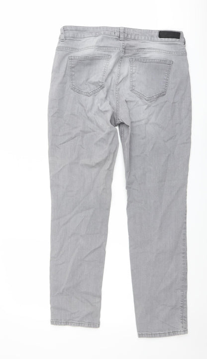 Autograph Womens Grey Cotton Skinny Jeans Size 14 L29 in Regular Zip