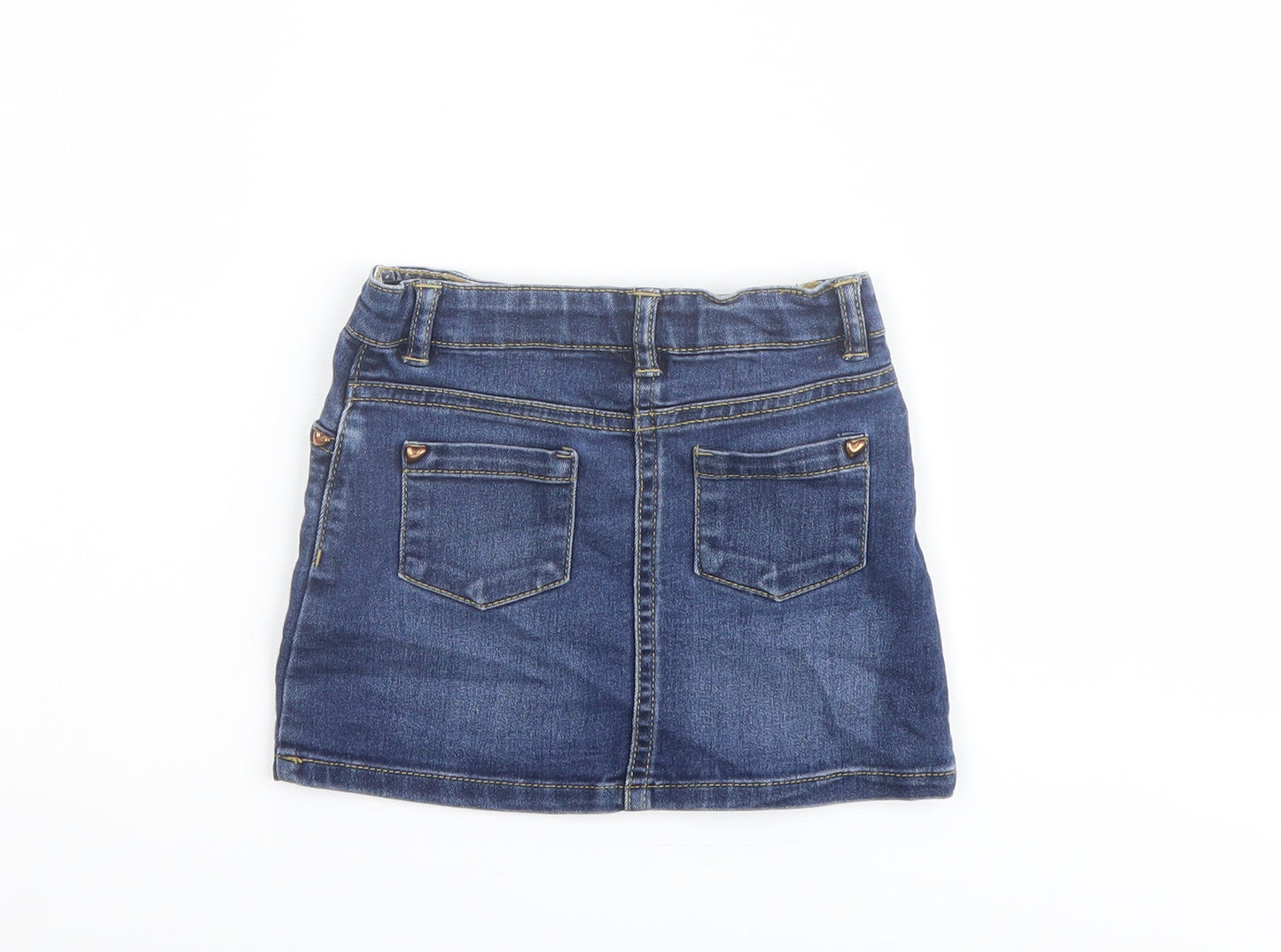 TU Girls Blue Cotton A-Line Skirt Size 2 Years Regular Button