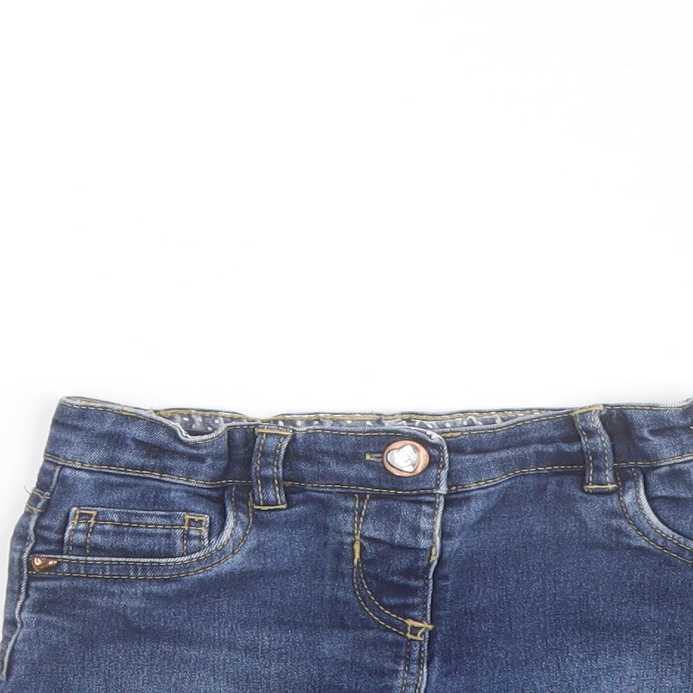 TU Girls Blue Cotton A-Line Skirt Size 2 Years Regular Button