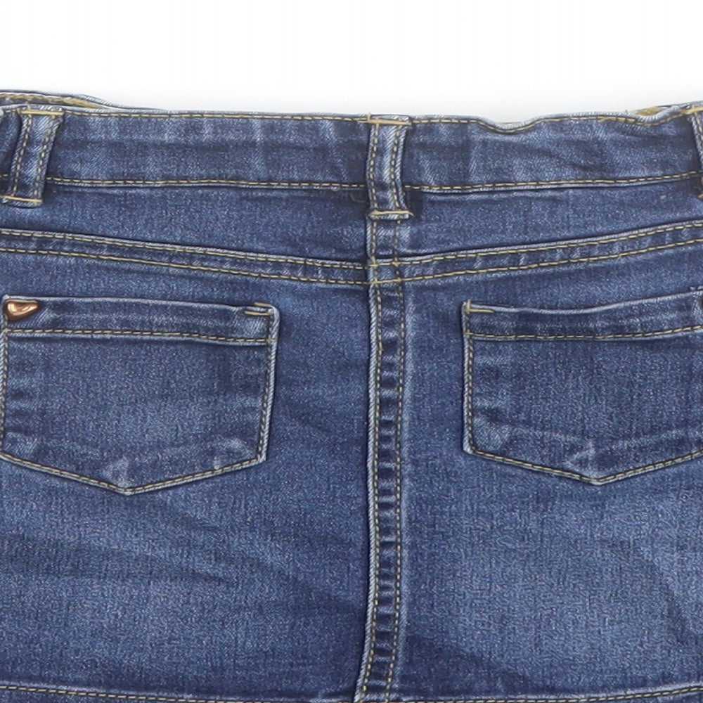 TU Girls Blue Cotton A-Line Skirt Size 2 Years Regular Button
