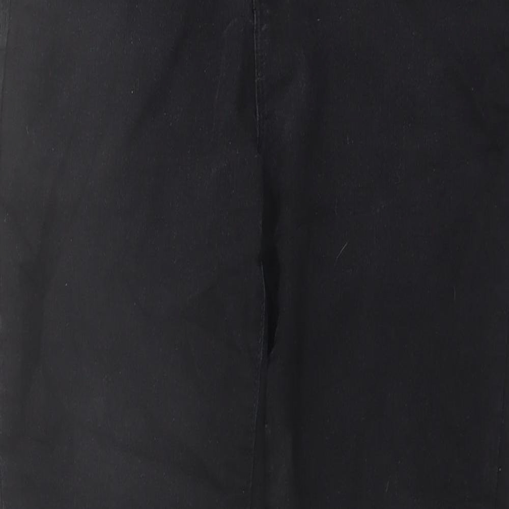 Denim & Co. Womens Black Cotton Straight Jeans Size 12 L26 in Regular Button