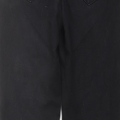 Denim & Co. Womens Black Cotton Straight Jeans Size 12 L26 in Regular Button