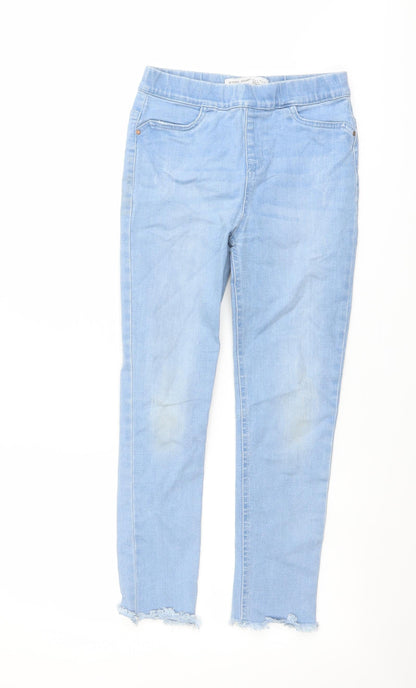 Denim & Co. Girls Blue Cotton Jegging Jeans Size 10-11 Years Regular Pullover - Raw Hem