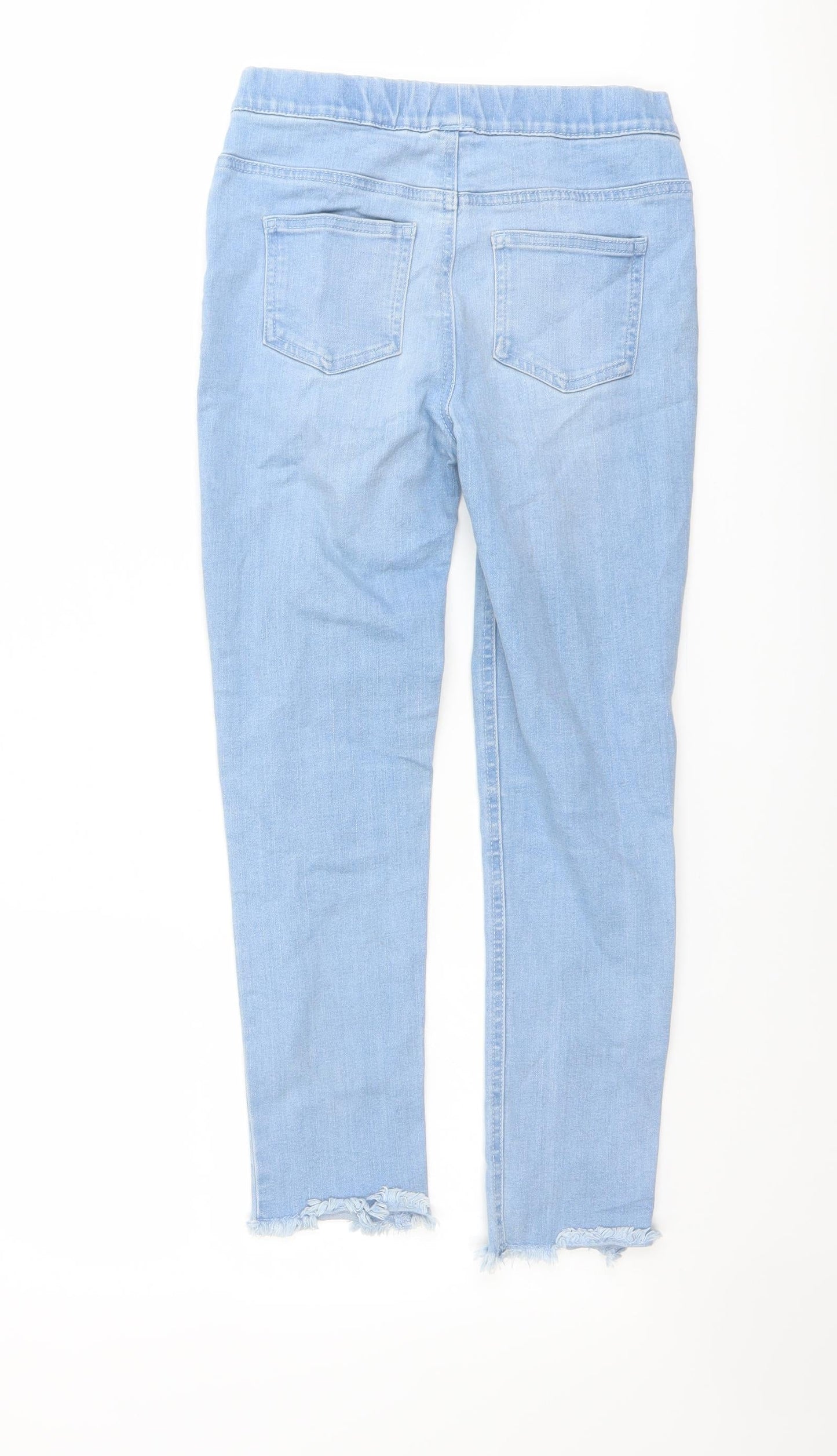 Denim & Co. Girls Blue Cotton Jegging Jeans Size 10-11 Years Regular Pullover - Raw Hem