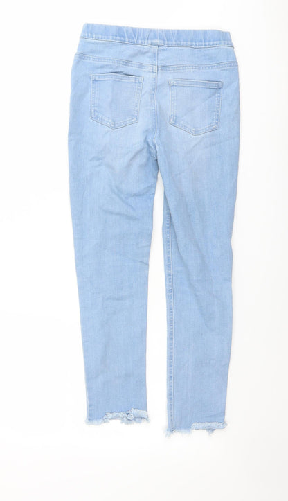 Denim & Co. Girls Blue Cotton Jegging Jeans Size 10-11 Years Regular Pullover - Raw Hem