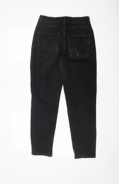 New Look Womens Black Cotton Straight Jeans Size 8 L26 in Regular Button