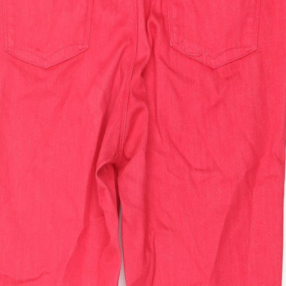 Per Una Womens Pink Cotton Straight Jeans Size 14 L23 in Regular Button