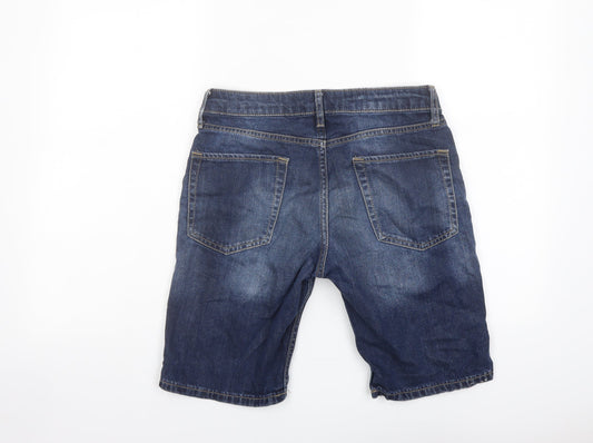 Topman Mens Blue Cotton Bermuda Shorts Size 28 in L9 in Regular Button