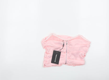 Womens UK Size 10 PRETTYLITTLETHING Pink Cropped Tank