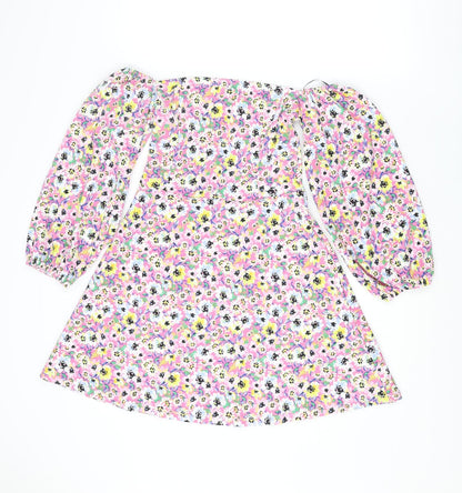 Divided by H&M Womens Multicoloured Floral Polyester Ball Gown Size S Off the Shoulder Pullover